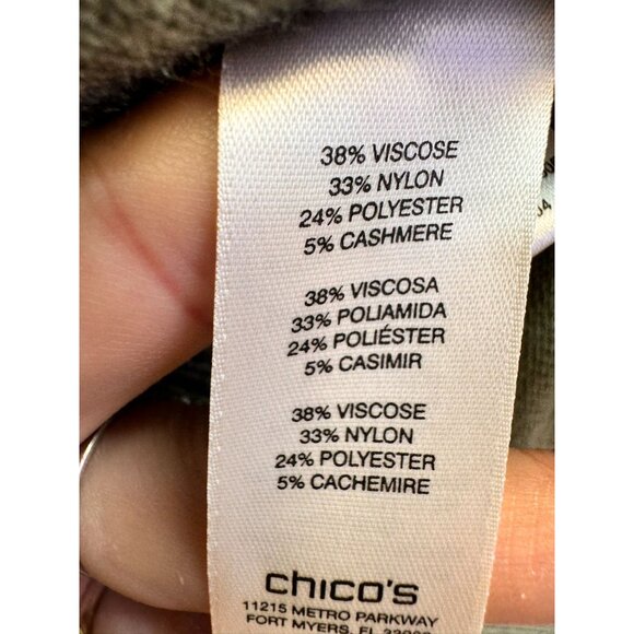 Chicos Womens Asymmetrical Hem Knit Sweater Size 1 Olive Green - Picture 3 of 9